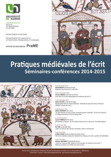 Pratiques médiévales de l’écrit : séminaires-conférences 2014-2015