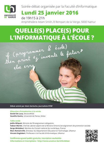 SOIREE -DEBAT : QUELLE(S) PLACE(S) POUR L’INFORMATIQUE A L’ECOLE ?