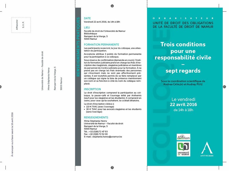 Trois conditions pour une responsabilité civile - sept regards.