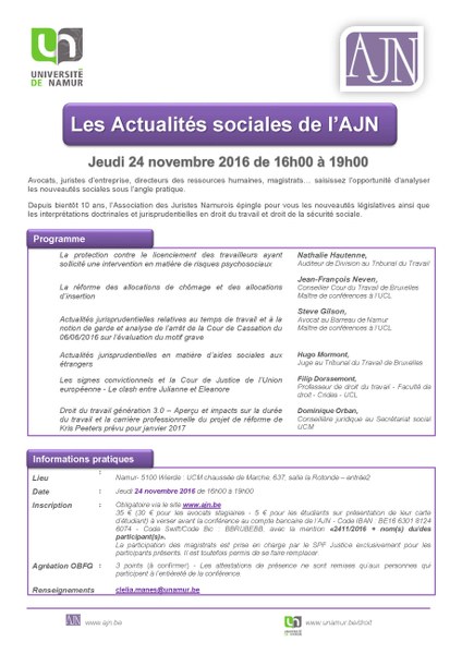 Les Actualités sociales de l'AJN