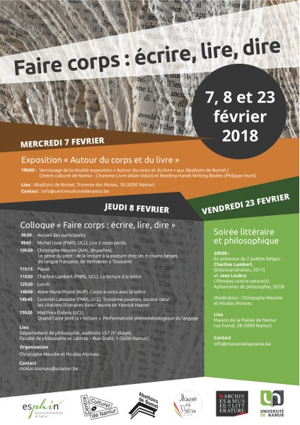 "Faire corps: écrire, lire, dire". Vernissage de la double exposition "Autour du corps et du livre"