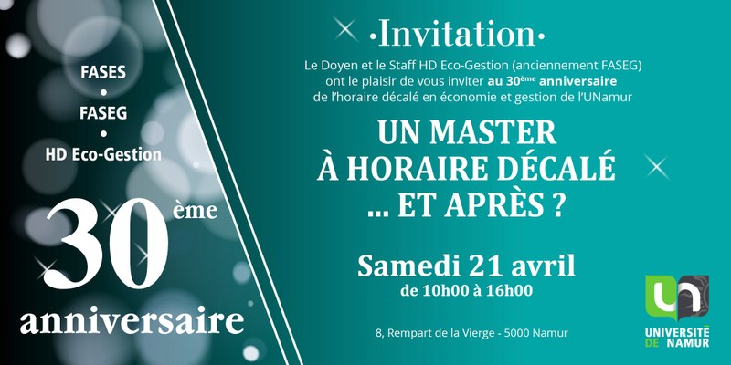 30e anniversaire de l'horaire décalé en économie et gestion à l'UNamur