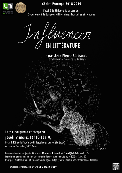 Chaire Francqui 2018-2019 (Leçon inaugurale : "Influencer en littérature")