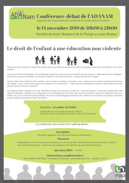 Conférence-débat de l'ADANAM "Le droit de l'enfant à une éducation non violente "