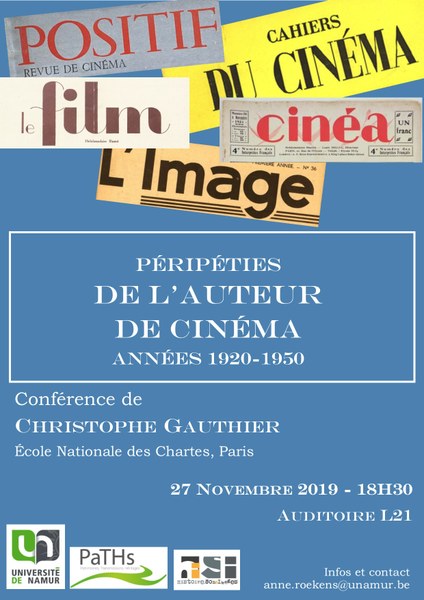 Conférence "Péripéties de l'auteur de cinéma (années 1920-1950)"