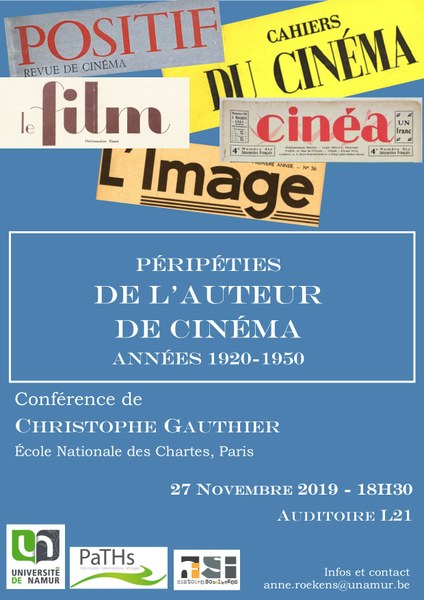 Conférence "Péripéties de l'auteur de cinéma (années 1920-1950)"