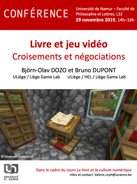 Conférence : Livre et jeu vidéo, croisements et négociations