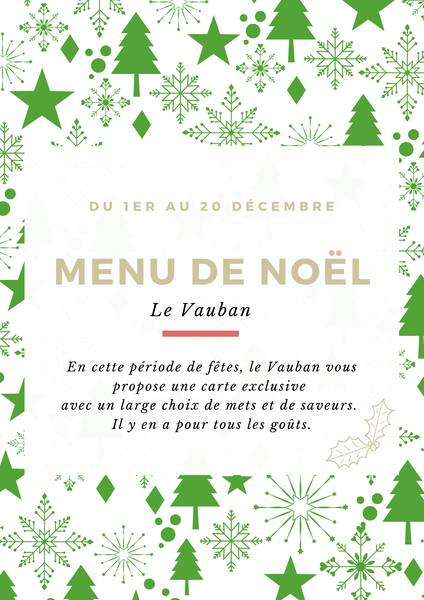 Nouvelle carte au Vauban: Menu de Noël