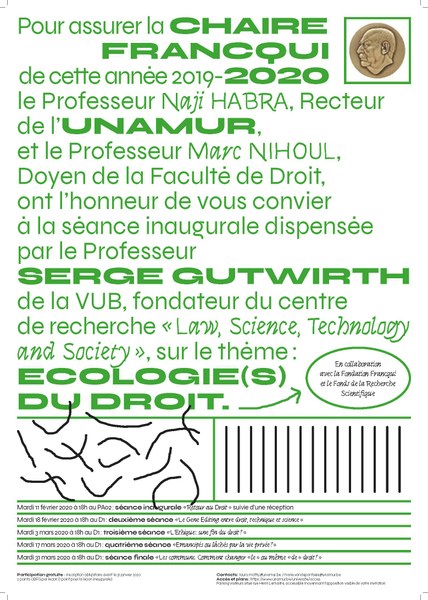 REPORTE | Chaire Francqui 2019-2020 - Serge GUTWIRTH : "Écologie du Droit"