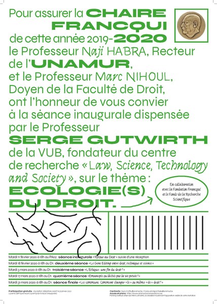 REPORTE | Chaire Francqui 2019-2020 - Serge GUTWIRTH : "Écologie du Droit"
