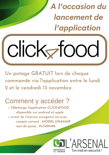 Un potage offert pour toute commande via la nouvelle application de l'Arsenal : Click4Food