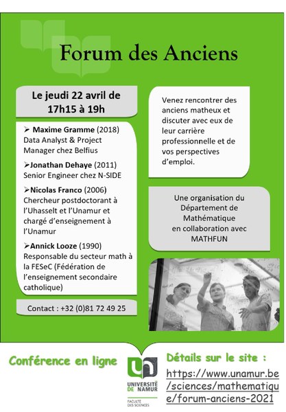 Département de Mathématiques : Forum des Anciens 2021