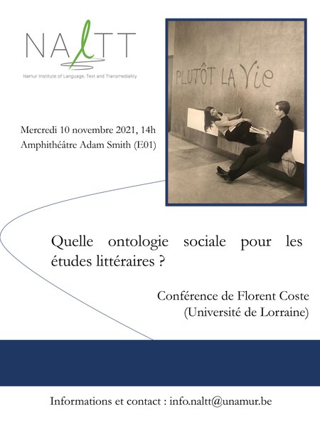 Quelle ontologie sociale pour les études littéraires ? - Conférence de F. Coste 