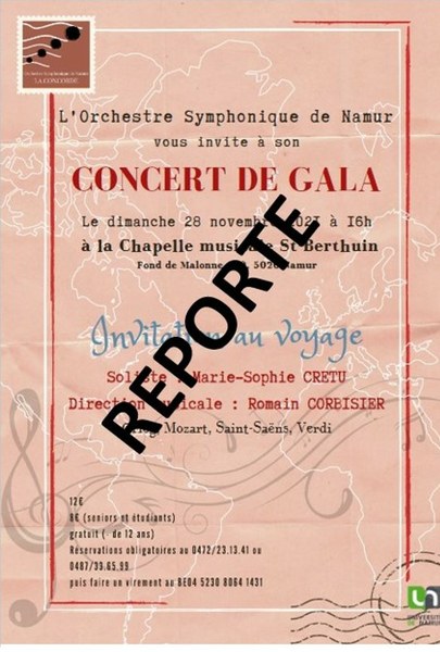 REPORTÉ :  Concert de l'orchestre symphonique et universitaire de Namur (28/11/2021)