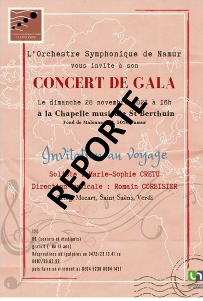 REPORTÉ :  Concert de l'orchestre symphonique et universitaire de Namur (28/11/2021)
