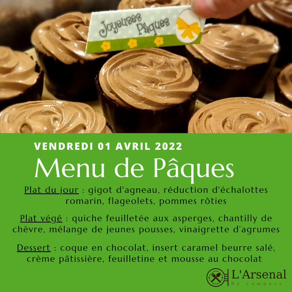 Menu de Pâques - L'Arsenal