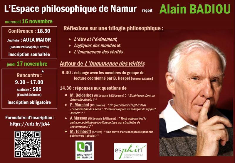 Alain BADIOU : Conférence - débat