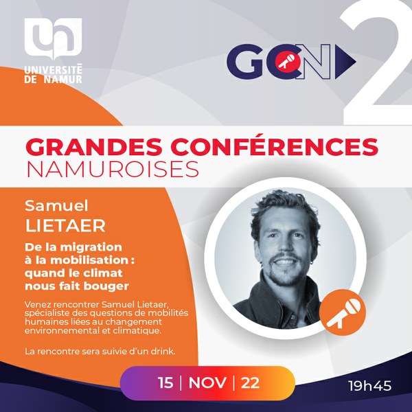Grandes Conférences Namuroises (GCN) | Migration et climat - Samuel Lietaer