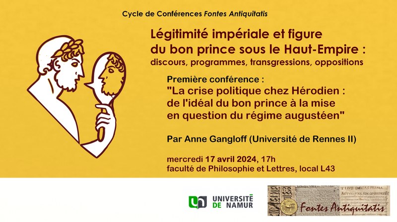 1ère conférence du cycle Légitimité impériale et figure du bon prince sous l'Empire romain