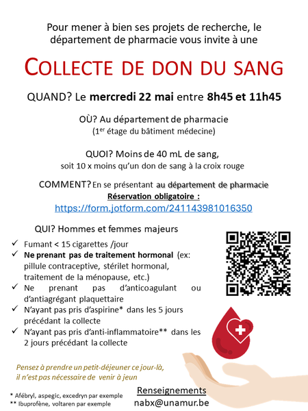 Collecte de sang organisée par le Département de pharmacie