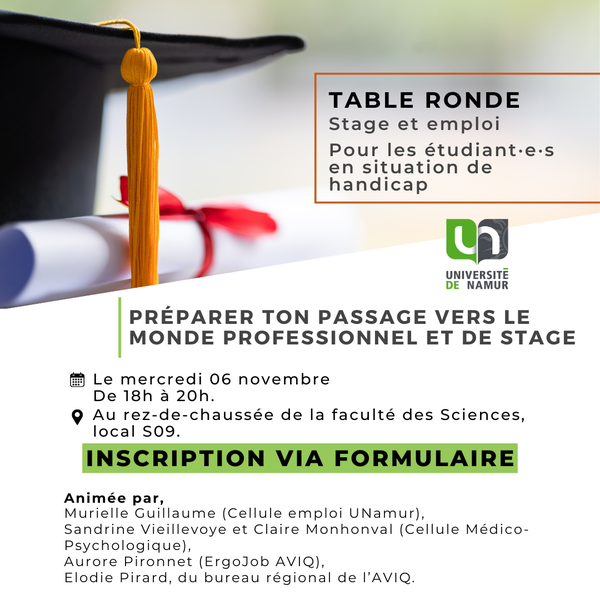 Table ronde pour les étudiants en situation de handicap : leur passage vers le monde professionnel et de stage