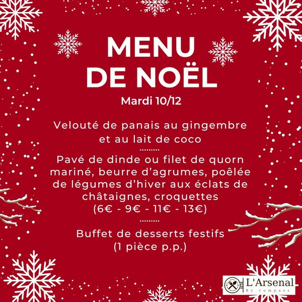 Menu de Noël de l'Arsenal : votre intérêt