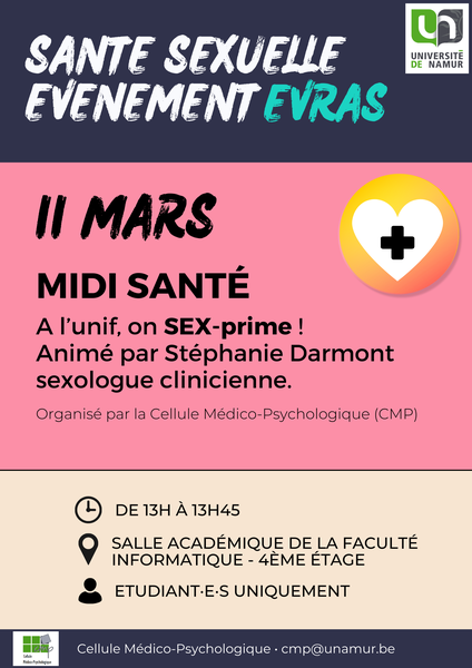 Midi Santé pour étudiants | À l’unif, on sex-prime ! Animé par Stéphanie Darmont, sexologue clinicienne. 