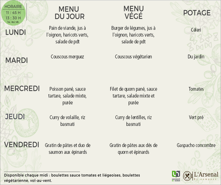 Menu de la semaine : L'Arsenal