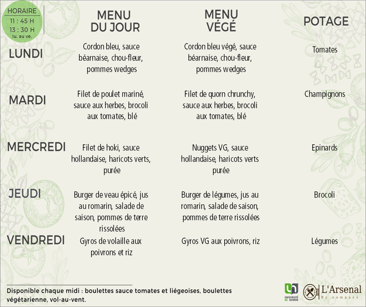 Menu de la semaine : L'Arsenal