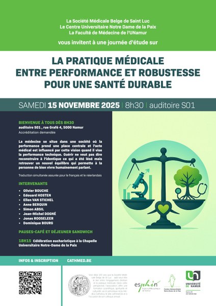 Journée d’étude de la Société médicale belge de Saint Luc - La pratique médicale, entre performance et robustesse pour une pratique durable - au S01 - 15.11.25